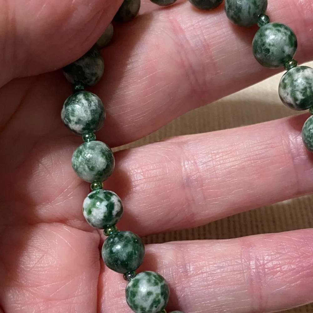 Elegant Natural Green tree agate gemstone Beaded 8” Bracelet